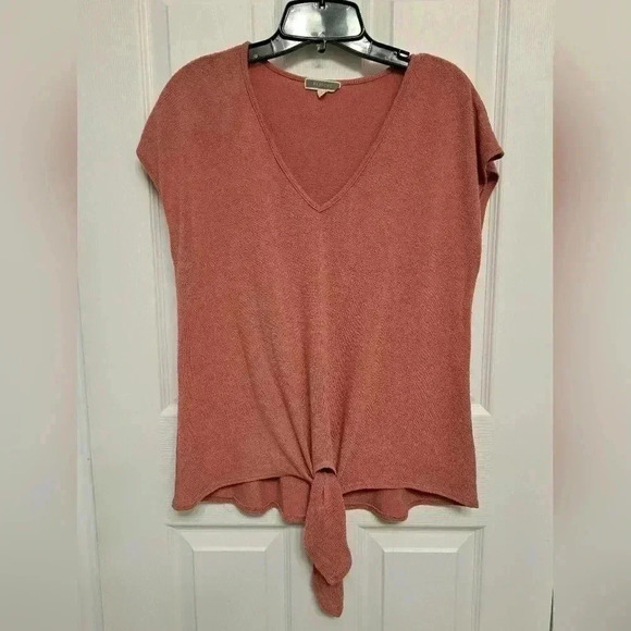 ❤️ Pleione Soft Knit V-neck Top Tie Front Womens Size Small - Picture 8 of 8